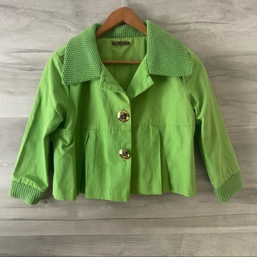 525 America Womens Green Cropped 3/4 length Sleeve Jacket